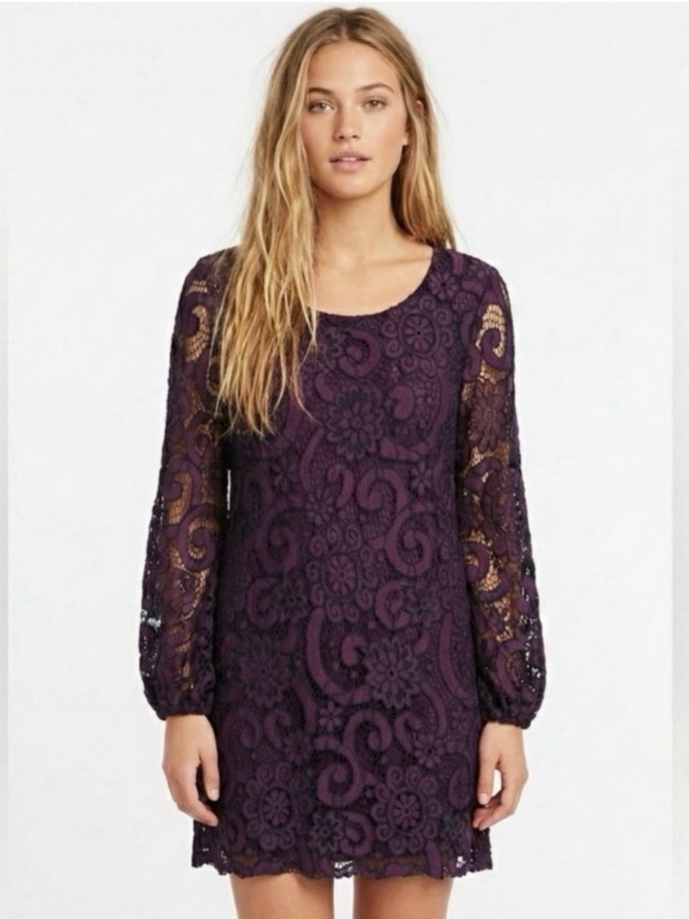 NWT Sunday In Brooklyn Purple Joy Lace Shift Dress - Size: Medium
